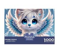 Cute Angel Fox 1000 Pieces Puzzle for Adults Kids - Winged Wolf Kitten Waterfall Fun And Challenging Family Game Educational Game Challenge38x26cm/1000pcs