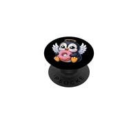 Cute Angel Penguin Holding Pink Donut PopSockets Adhesive PopGrip
