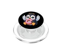Cute Angel Penguin Holding Pink Donut PopSockets PopGrip for MagSafe