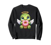 Cute Angel Turtle with Donut Cartoon Design Sweatshirt