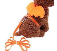 Cute Angel Wing Adjustable Dog Pet Leash Traction Training Lead and Collars Set Orange M