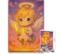 Cute Angel with Sword in The Sky 1000 Piece Jigsaws for Teenagers Fun Learning with Brain Game Perfect Thoughtful Festive Present Size 38x52cm
