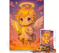 Cute Angel with Sword in The Sky Jigsaw Puzzles 1000 Piece for Teenagers Logic Game Sharp Edge Hard Challenge Game Night (38x26cm)