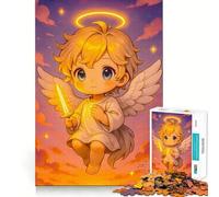 Cute Angel with Sword in The Sky Puzzle for Teenagers 1000 Pieces Logic Game Sharp Detail Hard Challenge Art Decor (38x52cm)