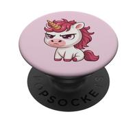 Cute Angry Cartoon Unicorn Funny Fantasy Art Grumpy Unicorn PopSockets Adhesive PopGrip