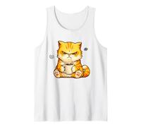 Cute Angry Cat Drinking Coffee Orange Cat Morning Mood Meme Tank Top