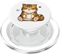 Cute Angry Cat Drinking Coffee Tabby Cat Morning Mood Meme PopSockets PopGrip for MagSafe