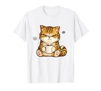 Cute Angry Cat Drinking Coffee Tabby Cat Morning Mood Meme T-Shirt