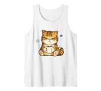 Cute Angry Cat Drinking Coffee Tabby Cat Morning Mood Meme Tank Top