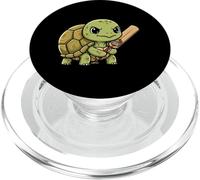 Cute Angry Turtle With Bat Cricket Champs PopSockets PopGrip for MagSafe