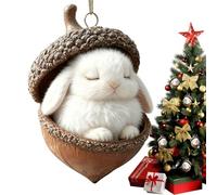 Cute Animal Acorn Ornaments - Christmas Acorns Animals Hanging Ornaments | 2D Acrylic Pine Cone Sleeping Animals Christmas Decorative Pendants for Tree Window Wall Home Decor (A)