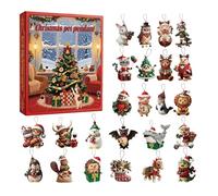 Cute Animal Advent Calendars 2025, 24 Days Christmas Countdown Calendar With 2d Acrylic Pendant Christmas Animal Pendant Calendar Holiday Decoration For Wall Door Tree Entryway Bedroom, 28x26cm