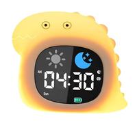 Cute Animal Alarm Clock Night Light - Dinosaur Kids Digital Clock, Sleep Trainer Time Clock Lamp, 9 Colours RGB Childrens Clocks, Grow Clocks Sleep Trainer Light Up Alarm Clock for Boys Girls Toddler