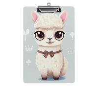 Cute Animal Alpaca Clipboard, A4 Acrylic Clipboard with Hanging Hole, Ultra-Light Clip Board - Holds 100 Sheets, Shatterproof Document Holder for Office, 12.5" X 8.5"
