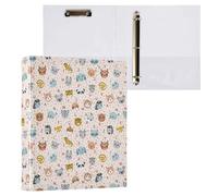 Cute Animal Alphabet 3 D-Ring Binder A4 1 Pack with 200 Sheet for Kids School Supplies Women Men Office