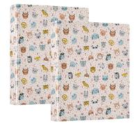 Cute Animal Alphabet 3 D-Ring Binder A4 2 Pack with 200 Sheet for Kids School Supplies Women Men Office