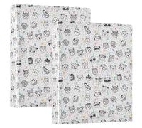 Cute Animal Alphabet 3 D-Ring Binder A4 2 Pack with 200 Sheet for Kids School Supplies Women Men Office