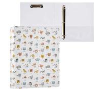 Cute Animal Alphabet Doodle Letters 3 D-Ring Binder A4 1 Pack with 200 Sheet for Kids School Supplies Women Men Office