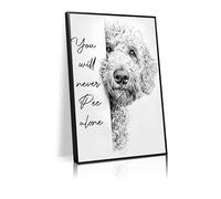 Cute Animal Art Funny Teddy Dog Bathroom Canvas Poster Black and White You Never Pee Alone Print Painting Suitable for Toilet Bathroom Wall Decor(L24"xW16"-Metal）