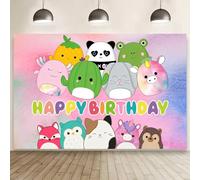 Cute Animal Background Birthday Decorations - Happy Birthday Banner Backdrop for Party Supplies (5x3ft)