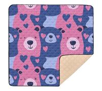 Cute Animal Bear Valentine Cute Foldable mat for Baby to Play on Floor for Indoor Outdoor Waterproof Foldable Tummy Time & Crawling Mat for Babies Infants Toddlers, 50'' x 50''alfombras para