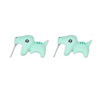 Cute Animal Bite Earrings for Women Handmade Funny 3D Polymer Clay Cartoon Green Dinosaur Grey Whale Soft Pottery Animals Ocean Fish Small Simple Studs Earrings for Her Fashion Jewelry Gifts, Zinc, No