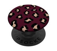 Cute Animal Burgundy Wine Red Cheetah Print Leopard Design PopSockets Adhesive PopGrip