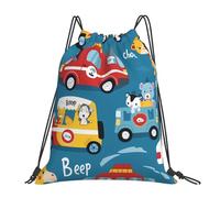 Cute Animal Car Truck Unisex Drawstring Bag Durable String Backpack Waterproof Drawstring Backpack For Climbing Travel Football