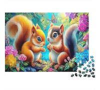 Cute Animal Couple 1000 Piece Jigsaw Puzzle Set for Hobbyists Two Squirrels Garden Premium Cardboard Home Decor Wall Art Difficult Challenge Game Jigsaw 52x38cm/1000pcs