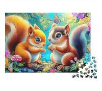 Cute Animal Couple Thick Cardboard Premium Cute Squirrels Jigsaw Puzzle for Adults Educational Decompression Wall Decor Gifts for Women Men 38x26cm/1000pcs
