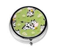 Cute Animal Cow GreenMeta Pill Box 3 Compartment Medicine Case,Portable Organizer