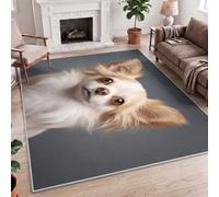 Cute Animal Cute Puppy Brown Grey Printed Polyester Rug, 60x90cm (2x3ft) Bedside Accent Mat, Low-Pile Washable Doormat for Hallway, Kitchen, Bathroom