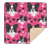 Cute Animal Dog Heart Valentine's Day Soft Thick Baby Activity Play Mat for Floor Water Resistant Travel Play Mat for Baby Toddler Infant, 50'' x 50''