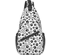 Cute Animal Dog Paw Pattern Crossbody Sling Bag with Adjustable Shoulder Strap Backpack for Hiking Travel Sport Climbing