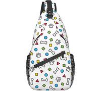 Cute Animal Dog Paw Pattern Crossbody Sling Bag with Adjustable Shoulder Strap Backpack for Hiking Travel Sport Climbing