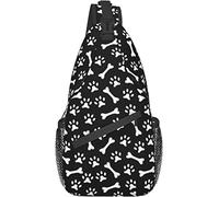 Cute Animal Dog Paw Pattern Crossbody Sling Bag with Adjustable Shoulder Strap Backpack for Hiking Travel Sport Climbing