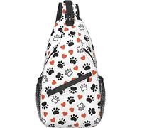 Cute Animal Dog Paw Pattern Crossbody Sling Bag with Adjustable Shoulder Strap Backpack for Hiking Travel Sport Climbing