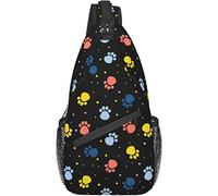 Cute Animal Dog Paw Pattern Crossbody Sling Bag with Adjustable Shoulder Strap Backpack for Hiking Travel Sport Climbing