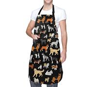 Cute Animal Dogs Waterproof Apron with 2 Pockets Pet Kitchen Chef Aprons Bibs for Cooking Baking Painting Gardening Grooming