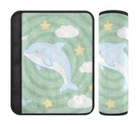 Cute Animal Dolphin Cloud Sage Green 2 Pack car seat Strap & Belt Covers, Stop seat Belt Cutting into Neck, seat Belt Covers for Adults for Airplane