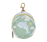 Cute Animal Dolphin Cloud Sage Green Newborned Boy Pacifiers Holder Case with Zipper and Clip Wallet Coin Bag, Baby Items Storage Container