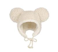 Cute Animal Earflap Hooded Hat for Women Fluffy Fleece Lined Trapper Hat Winter Thermal Skull Ski Cap with Chin Strap Soft Warm Earflap Hat Outdoor Cap Fancy Dress Costume Accessories Beige