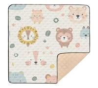 Cute Animal Faces Large Sturdy Baby Gym & Activity Mat for Indoor Outdoor 1-Piecing Playroom Activity Mat for Newborns Babies Infants Toddlers, 50'' x 50''