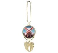 Cute Animal Family Car Hanging Ornament Rear View Mirror Pendant Lucky Presents Hanging Ornament Funny Car Pendant for Office Auto Home Decoration Golden-style