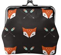 Cute Animal Fox Arrow Pattern Buckle Leather Coin Purses Vintage Pouch Kiss Lock Change PurseWallets for Women Girls