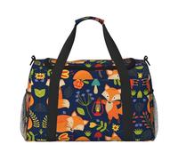 Cute Animal Fox Flower Hand Travel Bag - Large Reusable Shopping Tote Bag, Perfect for Outdoor Activities, Sports, Camping & Groceries, Black, One Size
