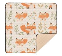 Cute Animal Fox Flower Large Stylish Baby Play Mat for Floor Non-Toxic Tummy Time Activity Mat for Babies Infants Toddlers, 50'' x 50''