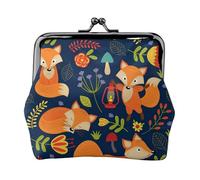 Cute Animal Fox Flower Lightweight Wallet Minimalist Wallet For Daily Commute And Travel Adventures, Black, One Size, Art Deco