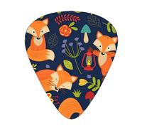 Cute Animal Fox Flower Print Guitar Pick for Men Women Triangle Instrument Accessories Plectrums(12pcs One sided)