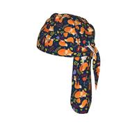 Cute Animal Fox Flower Print Helmet Cap Quick Dry Cycling Skull Wrap Breathable Polyester Adjustable Adult Summer Beanie